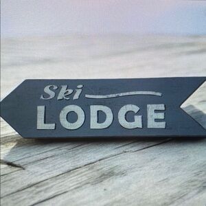 Adventure Marketing wooden Blue Ski Lodge Wall Decor Sign “ski Lodge” Rustic